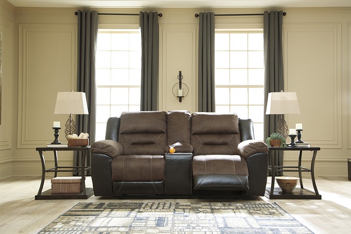 Earhart Reclining Loveseat with Console-Chestnut