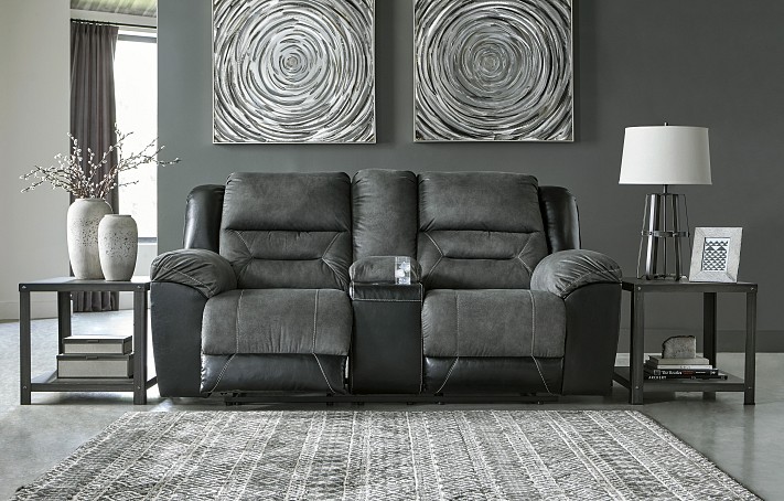 Earhart Reclining Loveseat with Console-Slate