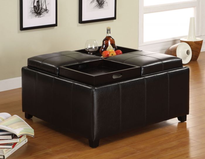 Elvina - Espresso Ottoman w/ FlipTop Trays