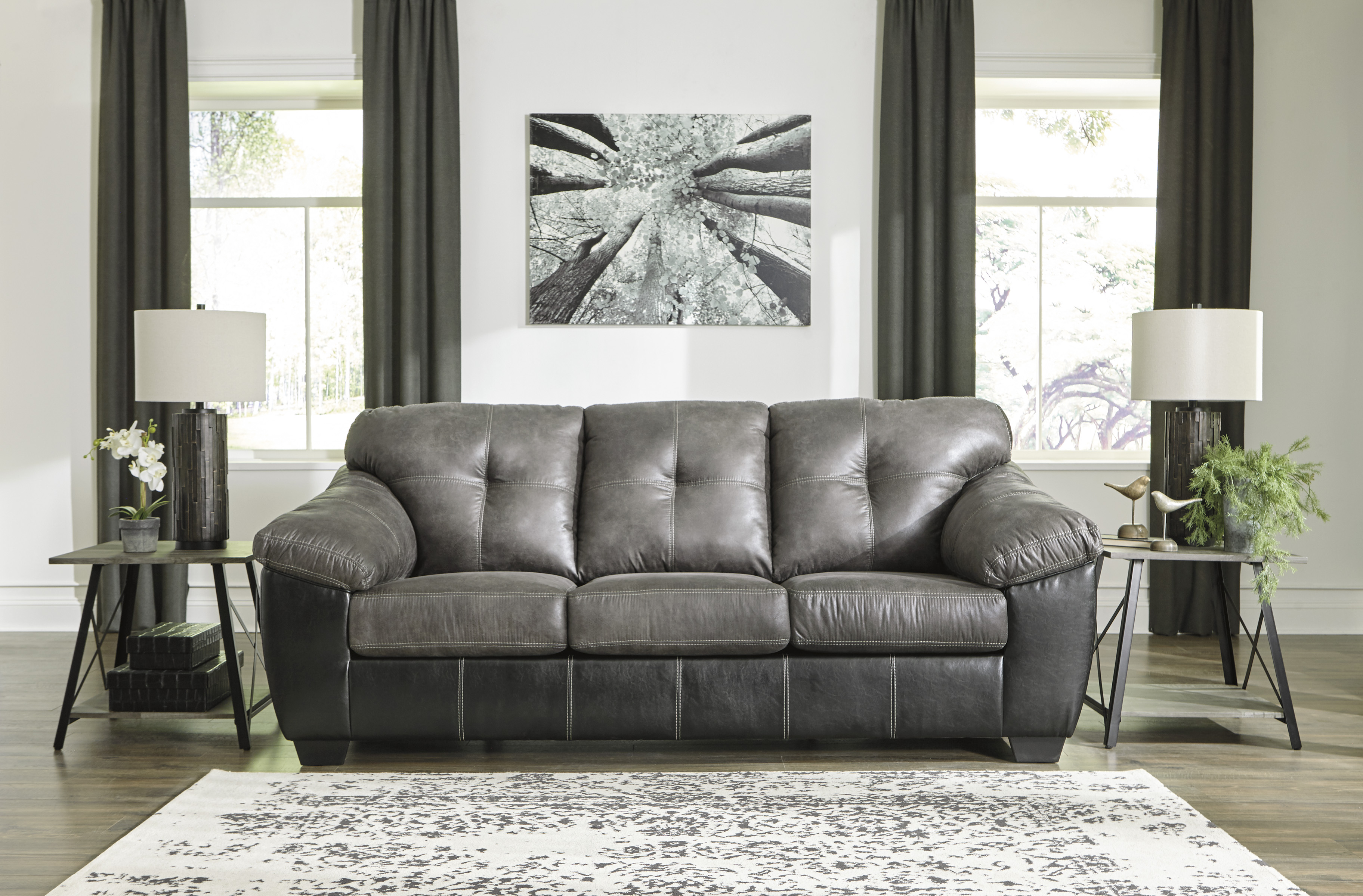 slate faux leather sofa big sandy