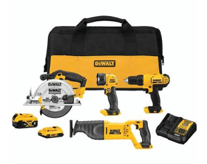 DeWalt 4 Tool 20V Power Tool Kit with Case